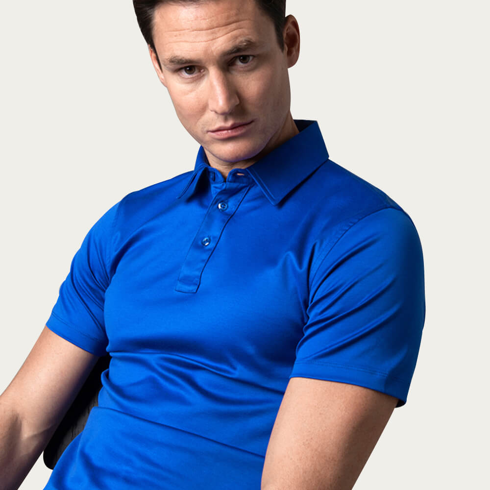 Cerulean Blue Polo Shirt, Egyptian ...